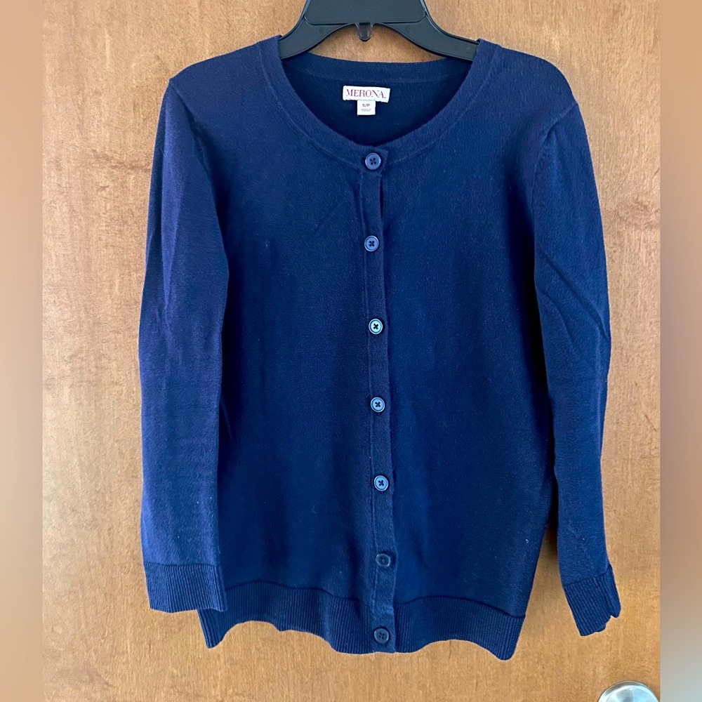 Navy cotton cardigan. Womens small.